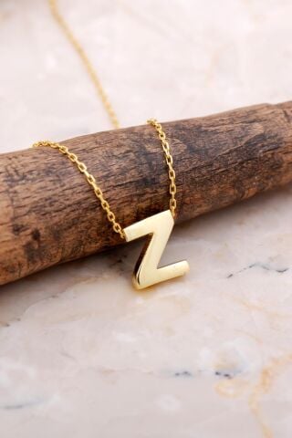 Z Harfi Altın Kaplama Gümüş Kolye 7918