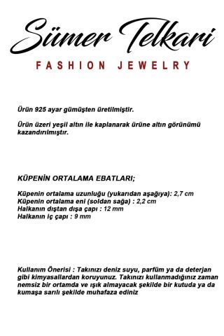 5 Farklı Doğal Taş Seçenekli Altın Yaldızlı 925 Ayar Gümüş Halka Küpe 7412 Siyah İnci Taşı (Lacivert)