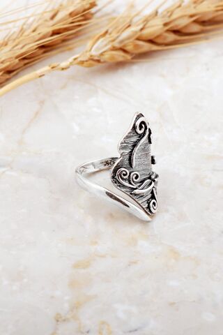 Çekiç Dövme Elişi Tasarım Gümüş Yüzük 5943