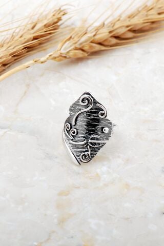 Çekiç Dövme Elişi Tasarım Gümüş Yüzük 5943