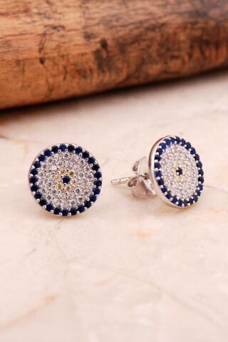 Rodyumlu Gümüş 11 Mm Göz Küpe 6861