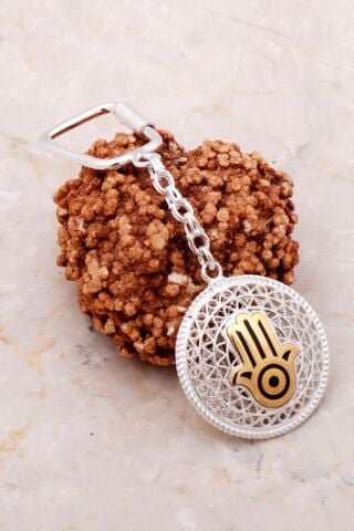 Telkari İşlemeli Bereket Eli Gümüş Anahtarlık 154