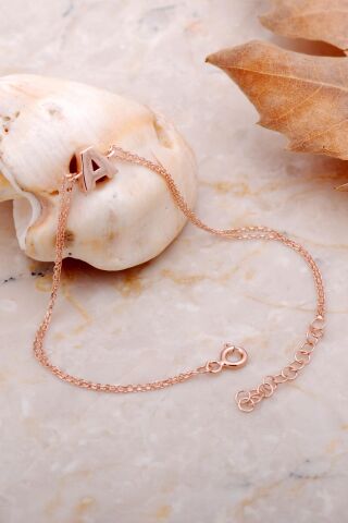 A Harfi Rose Gümüş Bileklik 4189