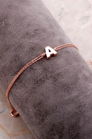 A Harfi Rose Gümüş Bileklik 4189
