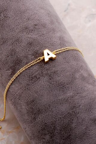 A Harfi Altın Kaplama Gümüş Bileklik 4190