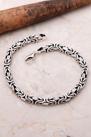 Kral Zincir 5 Mm 22 Cm Gümüş Elişi Erkek Bileklik 3665
