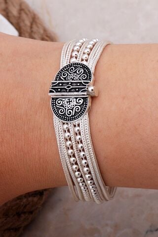 Midyat Hasırı Gümüş Bileklik 3242