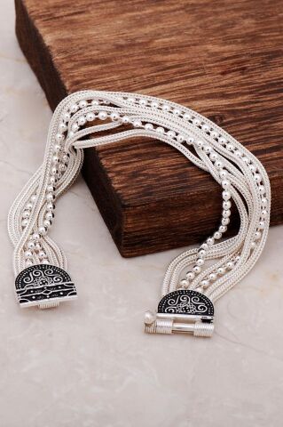 Midyat Hasırı Gümüş Bileklik 3242