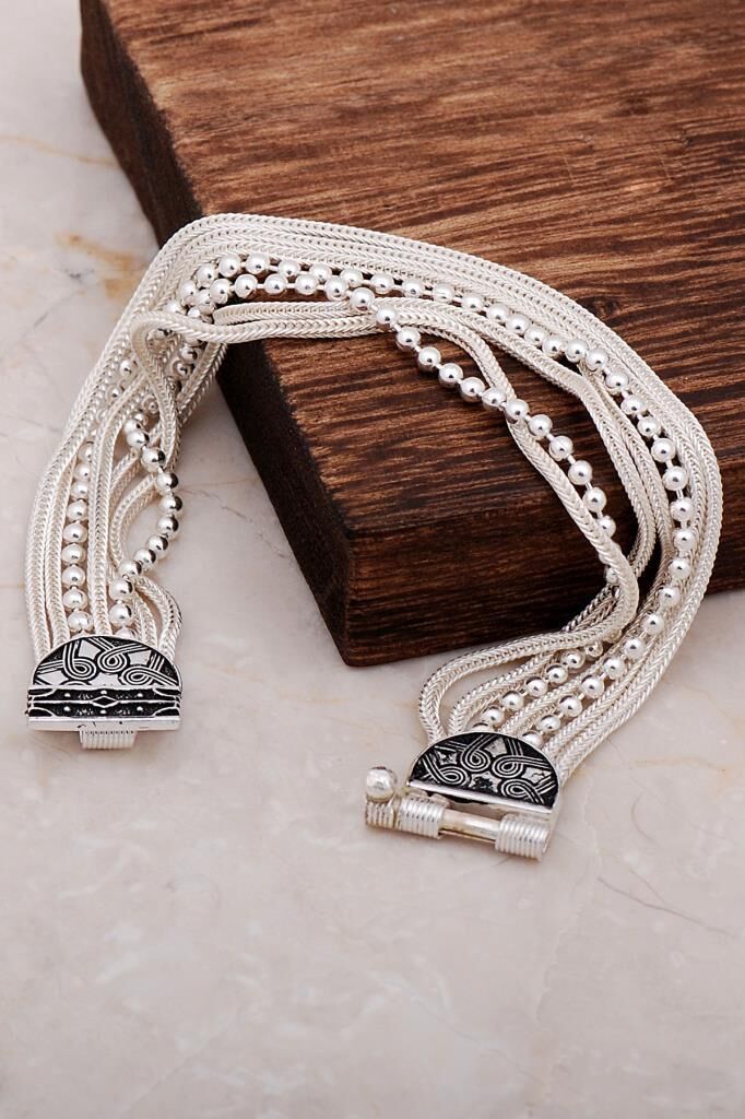 Midyat Hasırı Gümüş Bileklik 3243