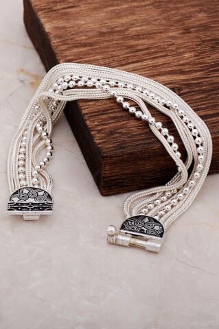 Midyat Hasırı Gümüş Bileklik 3243