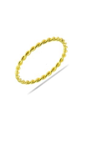 Burgu Altın Yaldızlı İnce Gümüş Yüzük 3202