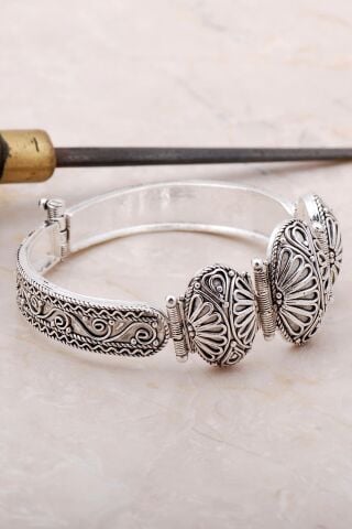 Telkari İşlemeli Gümüş Tasarım Bileklik 3417