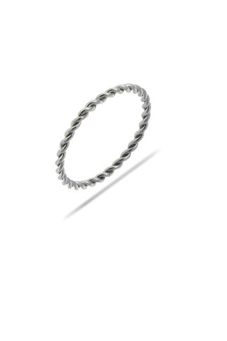 Burgu Rodyumlu İnce Gümüş Yüzük 3204