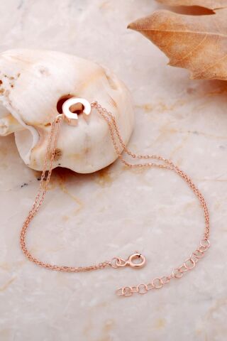 C Harfi Rose Gümüş Bileklik 4195