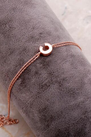 C Harfi Rose Gümüş Bileklik 4195