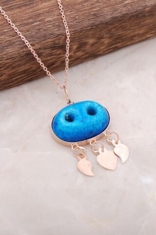 Süryani Nazar Boncuğu Rose Gümüş Kolye 2131