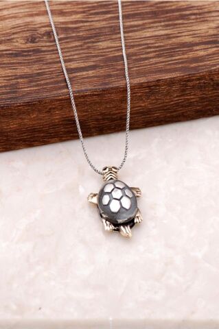 Kaplumbağa Tasarım Elişi Gümüş Kolye 6261