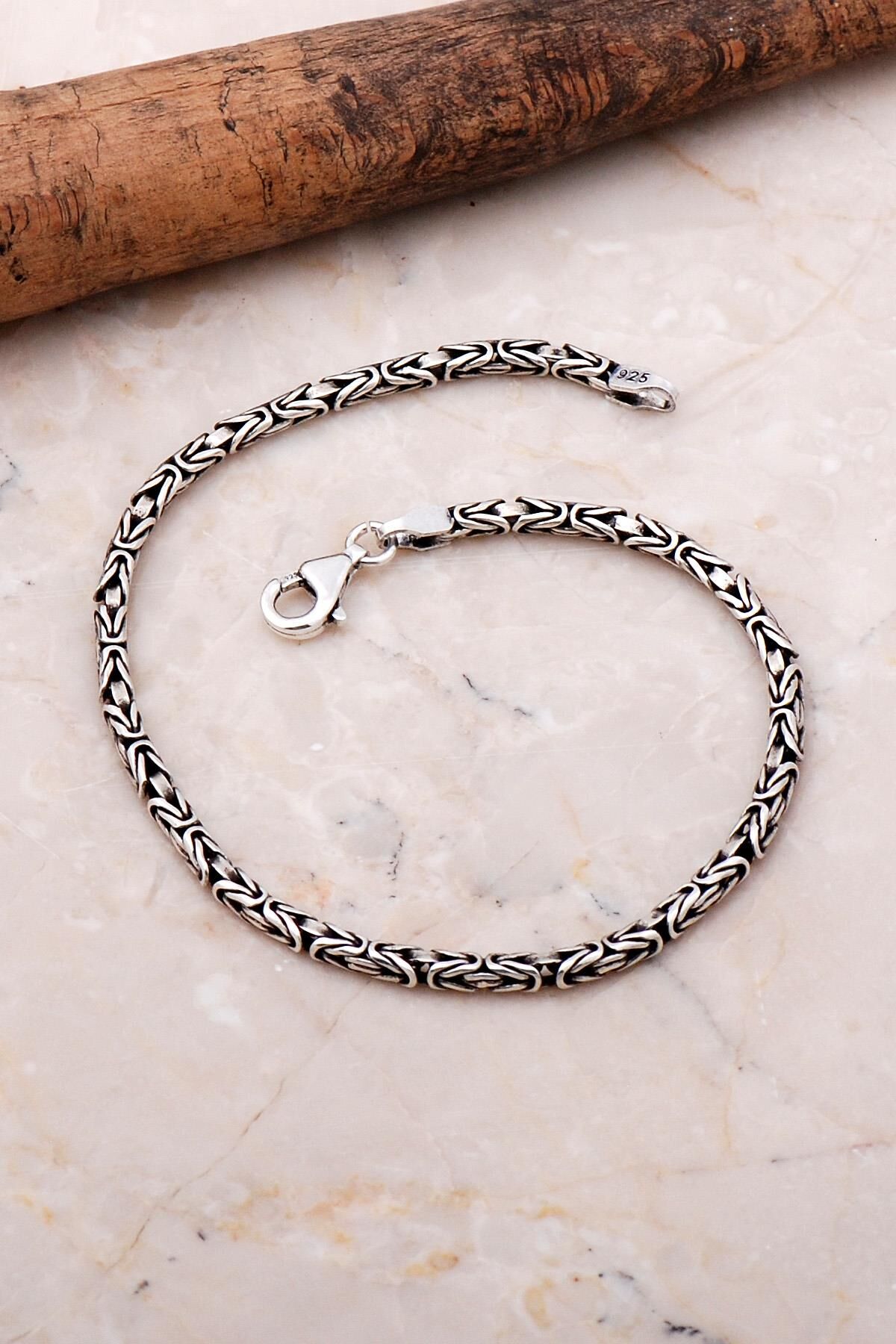 Kral Zincir 2.5 Mm 21 Cm Gümüş Elişi Erkek Bileklik 3672