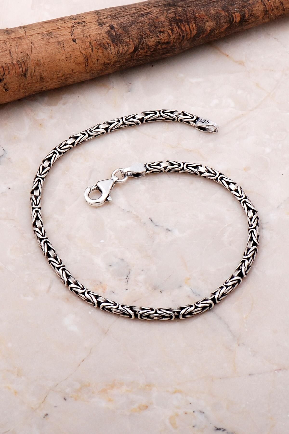 Kral Zincir 2.5 Mm 21 Cm Gümüş Elişi Erkek Bileklik 3672