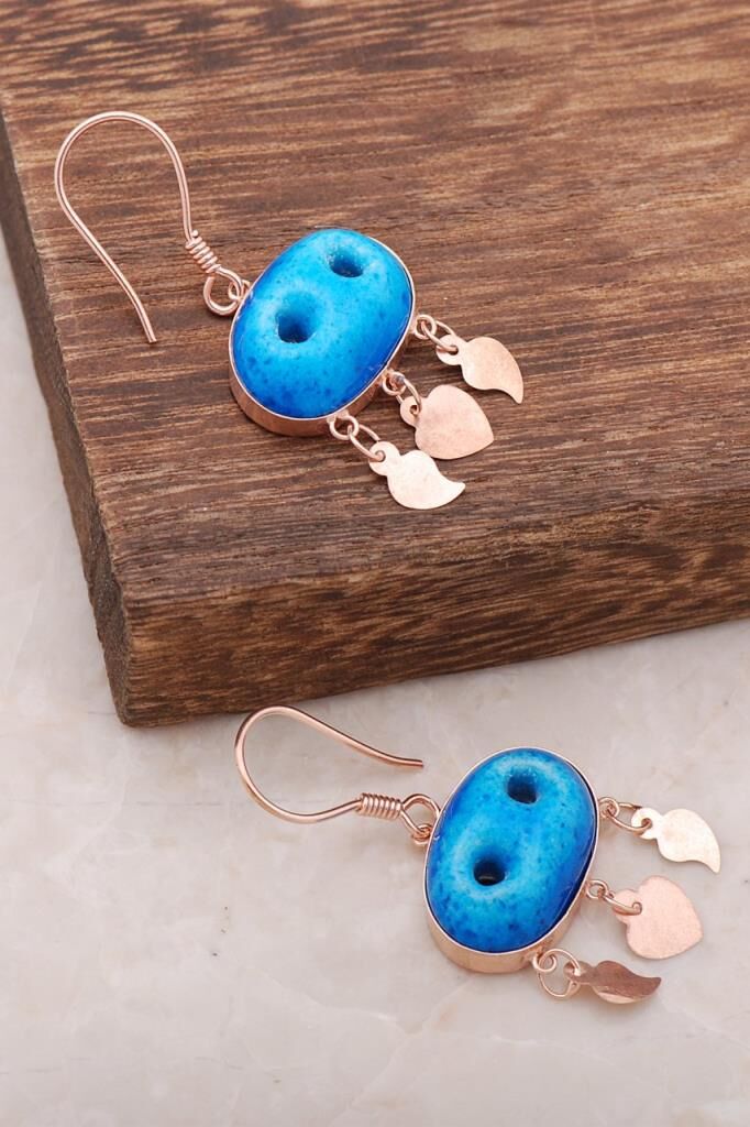 Süryani Nazar Boncuğu Rose Gümüş Küpe 1907