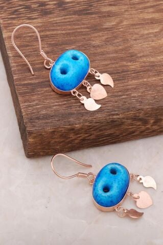 Süryani Nazar Boncuğu Rose Gümüş Küpe 1907