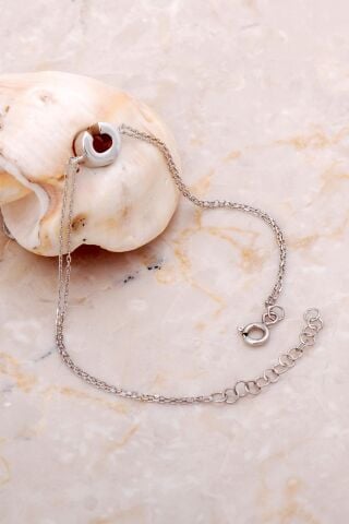 C Harfi Rodyumlu Gümüş Bileklik 4197