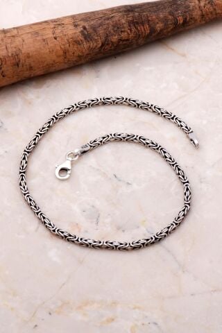 Kral Zincir 2 Mm 23.5 Cm Elişi Gümüş Erkek Bileklik 3673