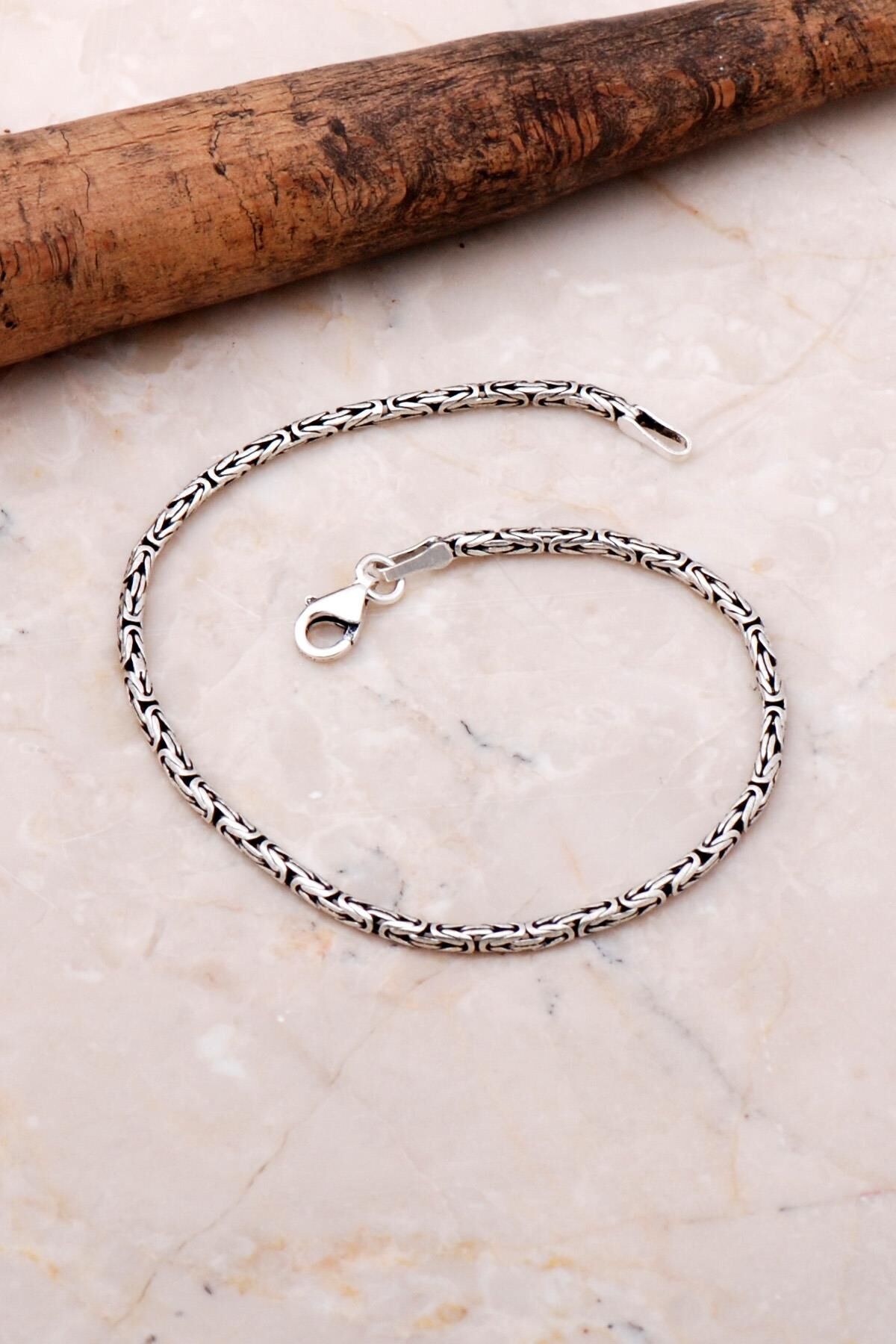 Kral Zincir 2 Mm 20.5 Cm Elişi Gümüş Erkek Bileklik 3674