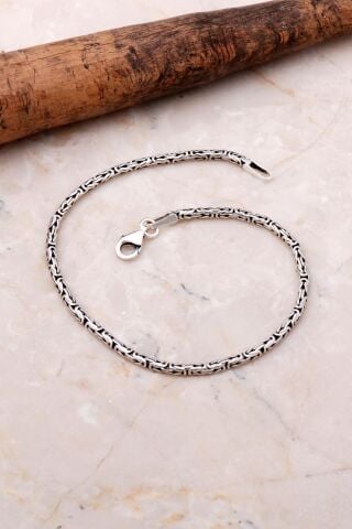 Kral Zincir 2 Mm 20.5 Cm Elişi Gümüş Erkek Bileklik 3674