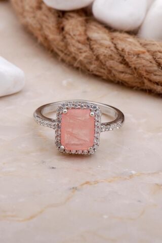 Paraiba Taşlı Baget Rodyumlu Gümüş Yüzük 3548