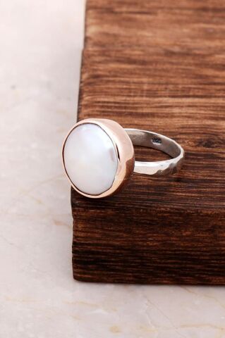 Rose Gümüş İnci Taşlı Yüzük 2910