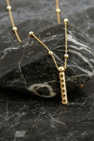 Kalpli Altın Kaplama İ Harf Gümüş Balon Kolye 8045