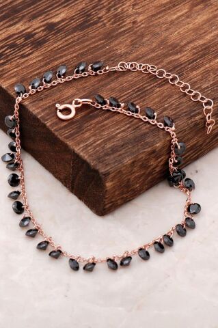 Onix Taşlı Tasarım Rose Gümüş Halhal 202