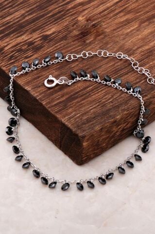 Onix Taşlı Tasarım Gümüş Halhal 203