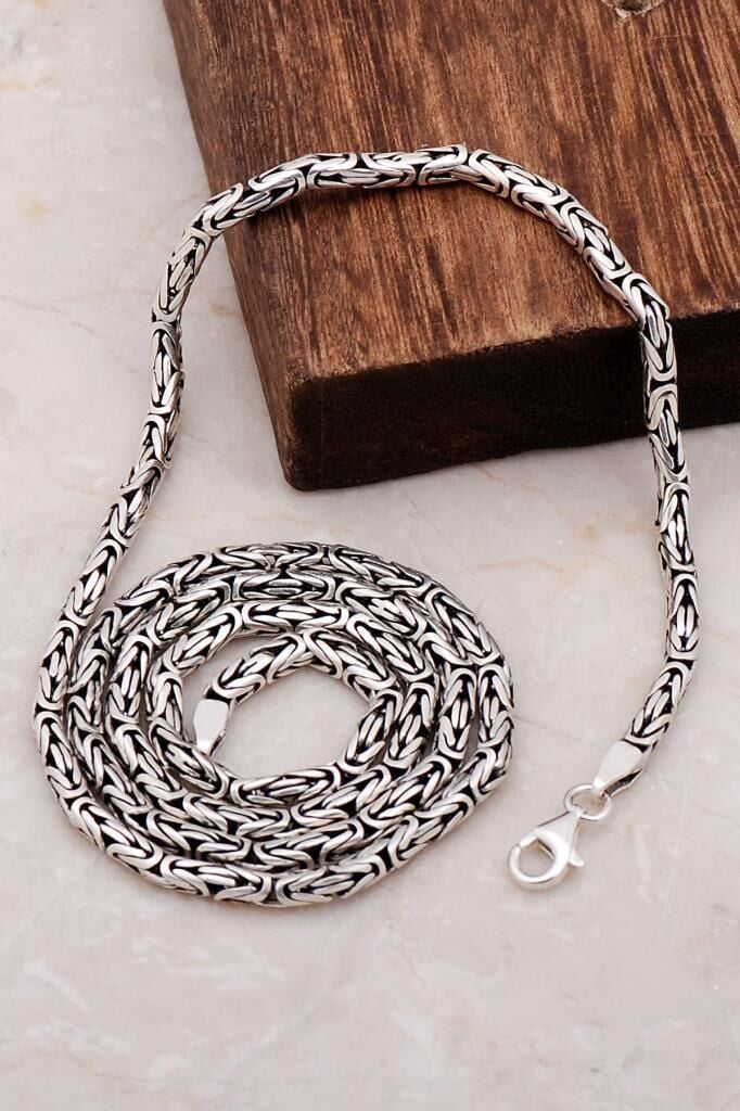 Kral Zincir Elişi Tasarım 60 Cm Gümüş Kolye 6700