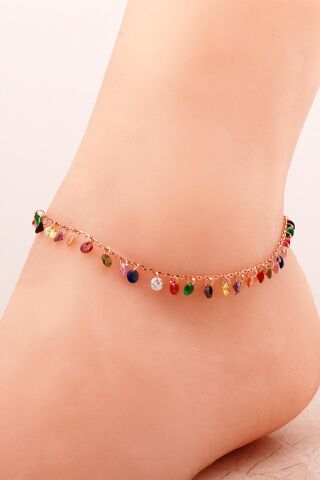 Mix Taşlı Rose Gümüş Halhal 204