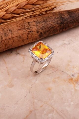 Topaz Taşlı Baget Rodyumlu Gümüş Yüzük 5770