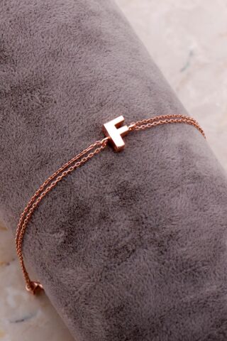 F Harfi Rose Gümüş Bileklik 4204