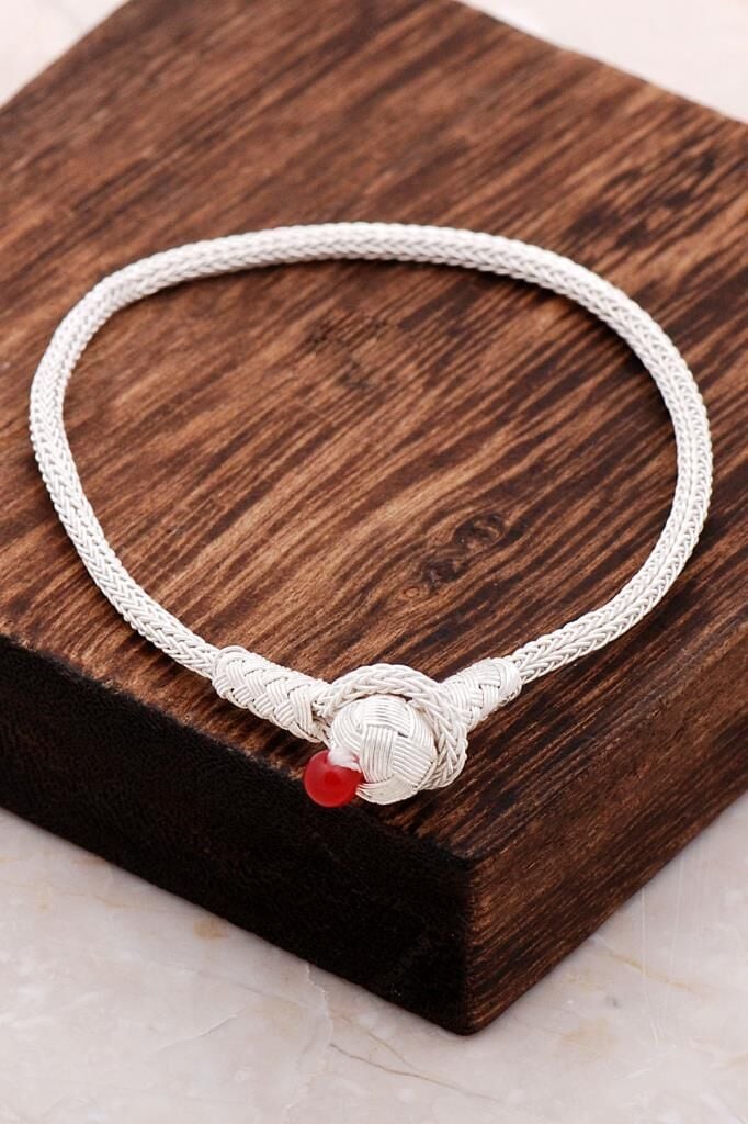 Kazaziye İşlemeli Elişi Tasarım Gümüş Bileklik 3246