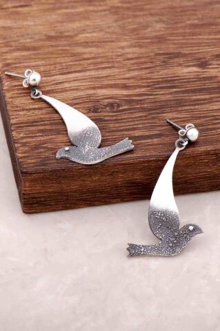 Martı Tasarım Elişi Gümüş Küpe 4064