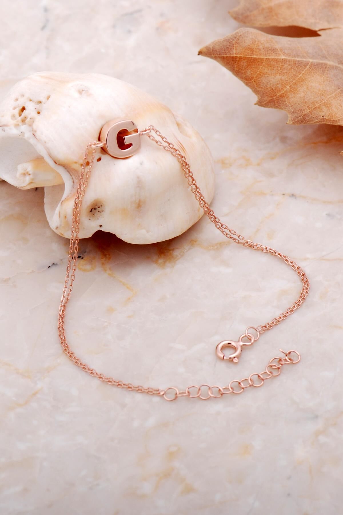 G Harfi Rose Gümüş Bileklik 4207