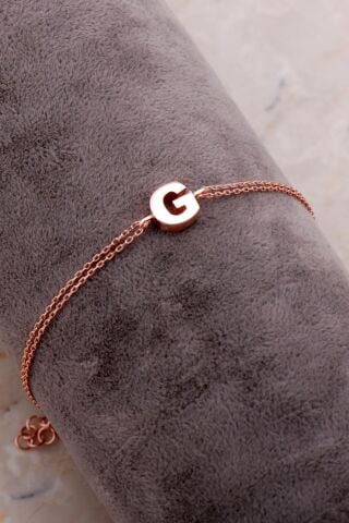 G Harfi Rose Gümüş Bileklik 4207