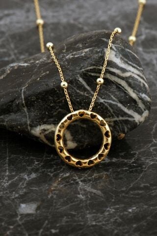 Kalpli Altın Kaplama O Harf Gümüş Balon Kolye 8051