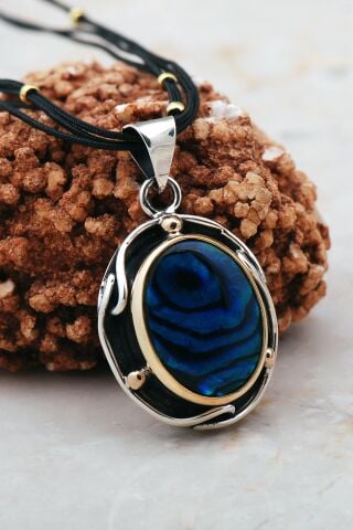 Okyanus Sedefi Elişi Gümüş Kolye 7370