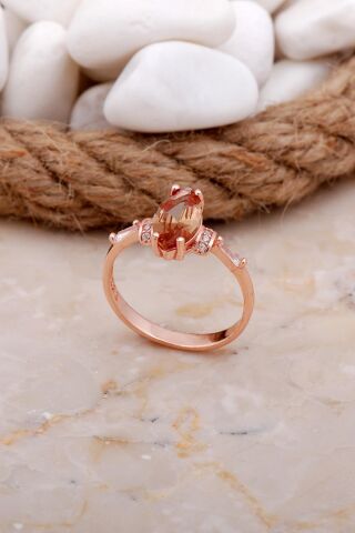 Renk Değiştiren Sultan Taşlı Mekik Rose Gümüş Yüzük 3556