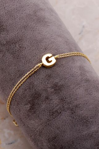 G Harfi Altın Kaplama Gümüş Bileklik 4208
