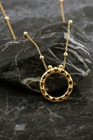 Kalpli Altın Kaplama Ö Harf Gümüş Balon Kolye 8052