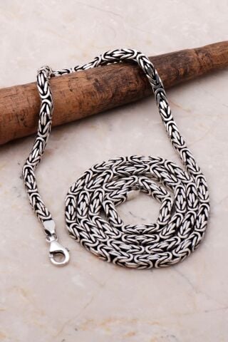 Kral Zincir 4 Mm 65 Cm Elişi Gümüş Erkek Kolye 7153