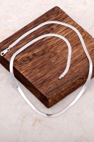 İtalyan Ezme Rodyumlu Gümüş Kolye 6268