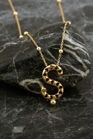 Kalpli Altın Kaplama Ş Harf Gümüş Balon Kolye 8056